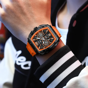 LG98K LIGE 89108 Black Sports Chronograph Watch For Men - Image 2