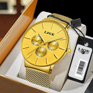 LIGE 9868 Mesh Belt Watch for Men