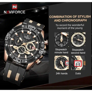 NV143 NAVIFORCE 8019T Silicone Strap Military Sport Chronograph Watch - Image 5
