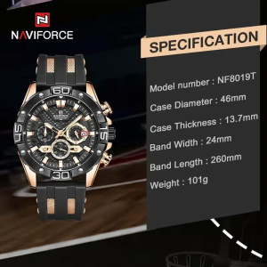 NV143 NAVIFORCE 8019T Silicone Strap Military Sport Chronograph Watch - Image 4