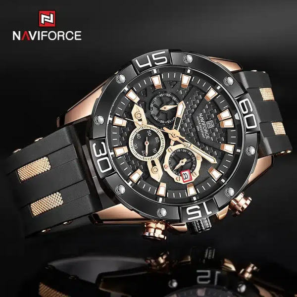 NV143 NAVIFORCE 8019T Silicone Strap Military Sport Chronograph Watch,,