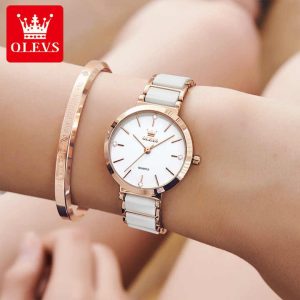 OLEVS 5877 New Fashion Ladies Ceramics Japanese Movement Watch White. - Image 3