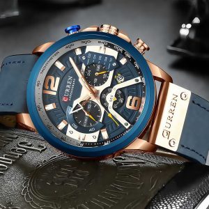 CURREN 8329 Leather Chronograph Wristwatch for Men - Image 1