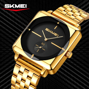 SKMEI 2413 Men’s Top Brand Quartz Watch Golden Dial Black - Image 2