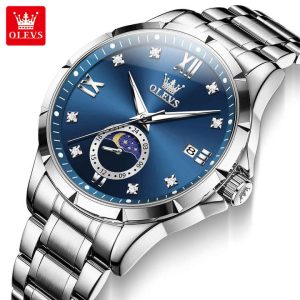 OLEVS 2956 Man’s Watch Silver Blue - Image 1