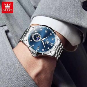 OLEVS 2956 Man’s Watch Silver Blue - Image 4