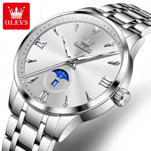 OLEVS 3646 Premium Quartz Man’s Watch Silver White - Image 2