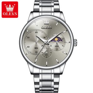 OLEVS 2936 Men Special Dial Stainless Steel Strap Luxury Watch Colour Gray - Image 1