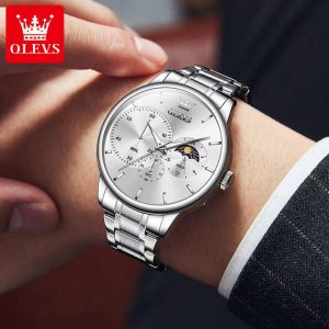 OLEVS 2936 Men Special Dial Stainless Steel Strap Luxury Watch Colour silvery white - Image 2