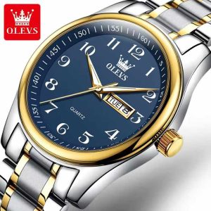 Olevs 5567 Luxury Fashion Men's Watche Blue Gold - Image 2