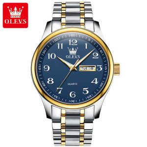 Olevs 5567 Luxury Fashion Men's Watche Blue Gold - Image 1