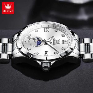 OLEVS 2956 Man’s Watch Silver White - Image 2