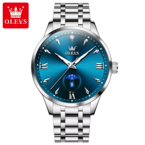 OLEVS 3646 Premium Quartz Man’s Watch Silver Blue - Image 2