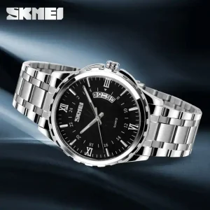 Skmei 9069 Men's Quartz Watch Black Sliver - Image 2