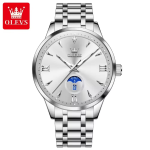 OLEVS 3646 Premium Quartz Man’s Watch Silver White. - Image 1