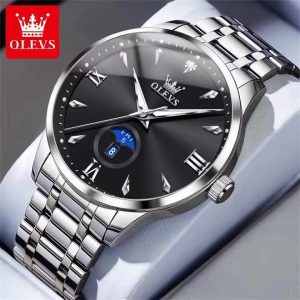 OLEVS 3646 Premium Quartz Man’s Watch Silver Black - Image 1
