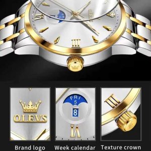 OLEVS 3646 Premium Quartz Man’s Watch Gold White. - Image 4