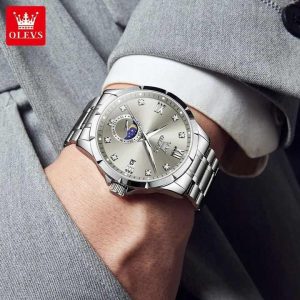 OLEVS 2956 Man’s Watch Silver Gray - Image 5