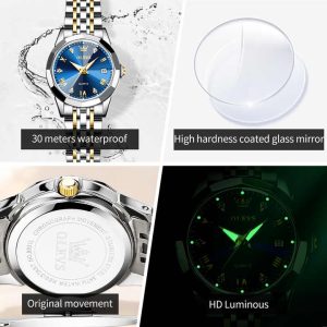 OLEVS 9931 Women Watch Silver Gold Blue - Image 4