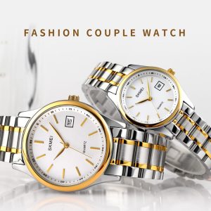 SKMEI Fashion Couple Watches Men Women Gift Set Stainless Steel Clock Fashion His Her Waterproof Quartz Wrist Watches 1692 1693