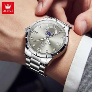 OLEVS 2956 Man’s Watch Silver Gray - Image 4