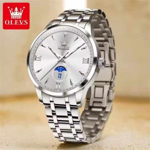 OLEVS 3646 Premium Quartz Man’s Watch Silver White. - Image 3