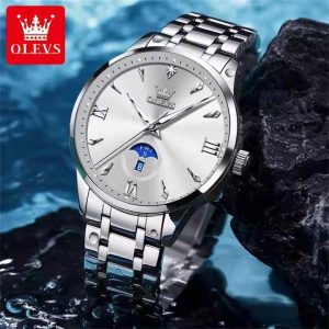 OLEVS 3646 Premium Quartz Man’s Watch Silver White. - Image 4