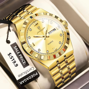 POEDAGAR 872 Original Diamond Blue Gold Wristwatch - Image 3
