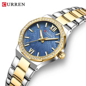 CURREN 9103 Luxury Diamond Watch For Woman Gold Blue. - Image 2