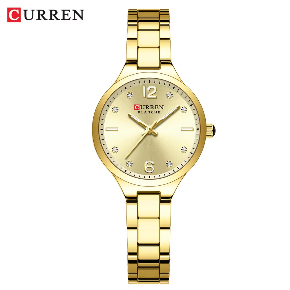 CURREN 9105 Casual Watches for Women Stainless Steel Full Gold.