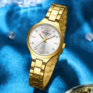 CURREN 9105 Casual Watches for Women Stainless Steel Gold White. - Image 2
