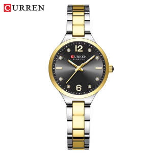 CURREN 9105 Casual Watches for Women Stainless Steel Gold Black. - Image 1