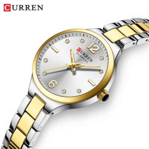 CURREN 9105 Casual Watches for Women Stainless Steel Gold White - Image 2