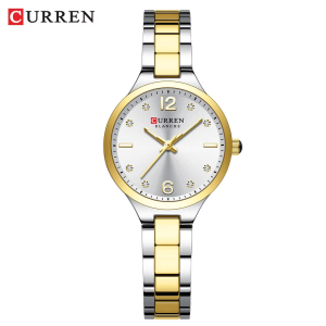 CURREN 9105 Casual Watches for Women Stainless Steel Gold White