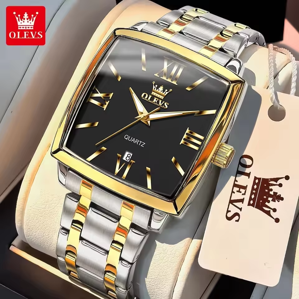 OLEVS 2969 Waterproof Chronometer Date Display Business Hand Watch Silver Gold Black.