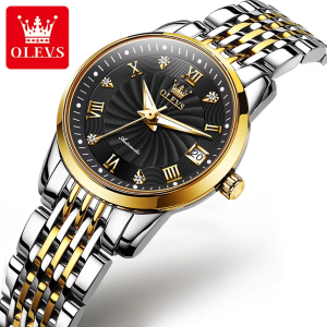 Olevs 6630 Waterproof Ladies Mechanical Watch Silver Gold Black. - Image 4