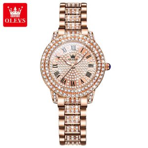 OLEVS 9943 Roman Numerals Watch Luxury Watch Full Diamond Watch. - Image 1