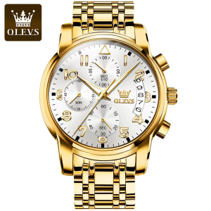 OLEVS 2879 Watch For Male Waterproof Gold White. - Image 1