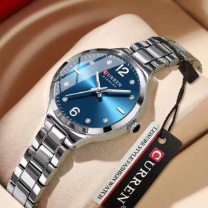 CURREN 9105 Casual Watches for Women Stainless Steel Silver Blue. - Image 4