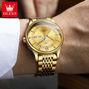 OLEVS 9908 Stainless Steel Men Watch Full Gold - Image 2