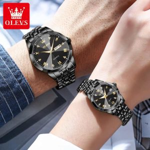 OLEVS 9931 Men and Women Wristwatch Full Black - Image 2