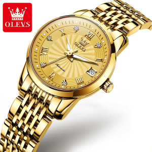 Olevs 6630 Waterproof Ladies Mechanical Watch Full Gold. - Image 1