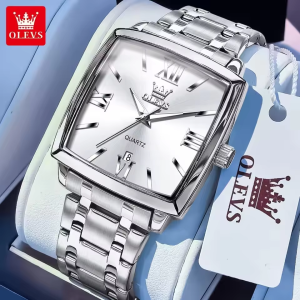 OLEVS 2969 Waterproof Chronometer Date Display Business Hand Watch Silver White. - Image 1