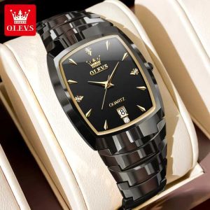 OLEVS 7006 Original Quartz Wristwatch Waterproof for Ladies Full Black. - Image 1