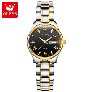 OLEVS 5563 -Stainless Steel Analog Wrist Watch For Women - Silver Gold Black - Image 3