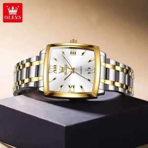 OLEVS 2969 Waterproof Chronometer Date Display Business Hand Watch Silver Gold White. - Image 2
