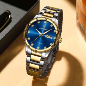 POEDAGAR 878 Men Watch Silver Gold Blue. - Image 2