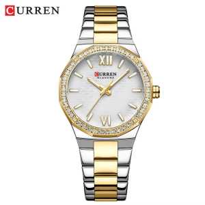 CURREN 9103 Luxury Diamond Watch For Woman Gold White. - Image 1