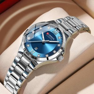 CURREN 9107 Women's Watch Calendar Stainless Steel Waterproof Luminous Clock Silver Blue. - Image 2