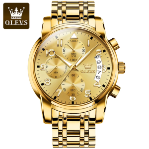OLEVS 2879 Watch For Male Waterproof Full Gold. - Image 1